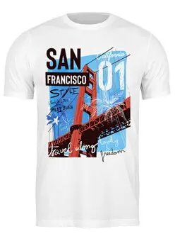 Заказать мужскую футболку в Москве. Футболка классическая San Francisco от Никита Коледенков - готовые дизайны и нанесение принтов.