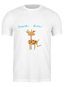 Заказать мужскую футболку в Москве. Футболка классическая жираф от Karina Radomskaya - готовые дизайны и нанесение принтов.