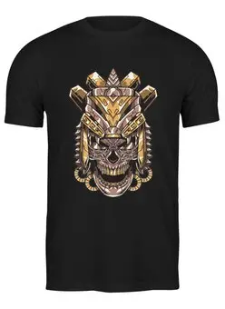 Заказать мужскую футболку в Москве. Футболка классическая Aztec skull от T-shirt print  - готовые дизайны и нанесение принтов.