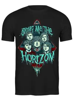 Заказать мужскую футболку в Москве. Футболка классическая Bring me the horizon от Мария Борисенкова - готовые дизайны и нанесение принтов.