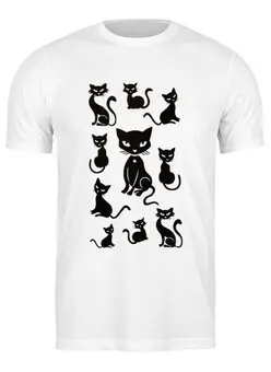 Заказать мужскую футболку в Москве. Футболка классическая Кошки от Виктор Гришин - готовые дизайны и нанесение принтов.