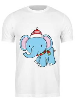 Заказать мужскую футболку в Москве. Футболка классическая слон Новый год от Amerikanka - готовые дизайны и нанесение принтов.