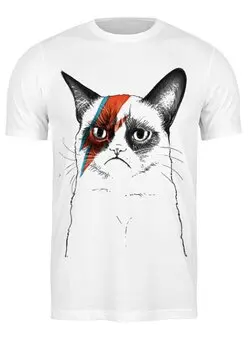 Заказать мужскую футболку в Москве. Футболка классическая Кот пессимист от ShionSan - готовые дизайны и нанесение принтов.