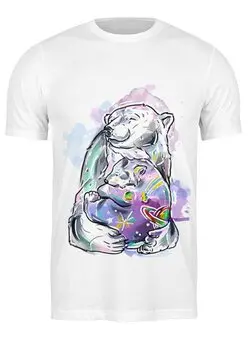 Заказать мужскую футболку в Москве. Футболка классическая Белый медведь от krolya_spb@mail.ru - готовые дизайны и нанесение принтов.