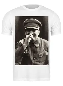 Заказать мужскую футболку в Москве. Футболка классическая Сталин от Наталья Чернова - готовые дизайны и нанесение принтов.