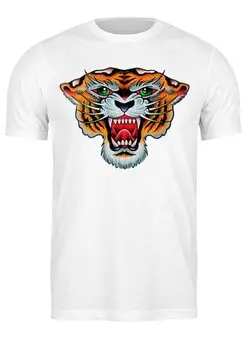 Заказать мужскую футболку в Москве. Футболка классическая Tiger Old School от shap - готовые дизайны и нанесение принтов.