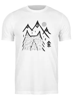 Заказать мужскую футболку в Москве. Футболка классическая Cat and Mountains от oneredfoxstore@gmail.com - готовые дизайны и нанесение принтов.