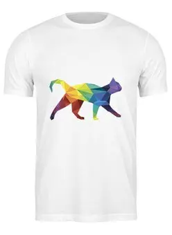 Заказать мужскую футболку в Москве. Футболка классическая Прямолинейное кошка от Yaroslava - готовые дизайны и нанесение принтов.