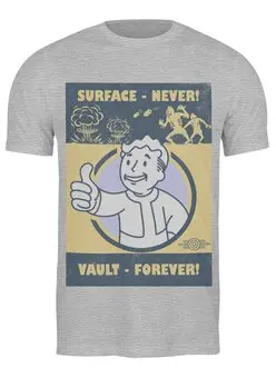 Заказать мужскую футболку в Москве. Футболка классическая Fallout. Vault - forever! от geekbox - готовые дизайны и нанесение принтов.