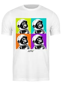 Заказать мужскую футболку в Москве. Футболка классическая Обезьяна космонавт    от Savara - готовые дизайны и нанесение принтов.