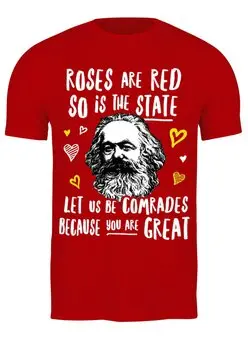 Заказать мужскую футболку в Москве. Футболка классическая Розы красные, как наше государство. от printik - готовые дизайны и нанесение принтов.