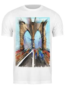 Заказать мужскую футболку в Москве. Футболка классическая Бруклинский мост от artoutloop - готовые дизайны и нанесение принтов.