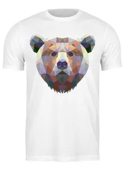 Заказать мужскую футболку в Москве. Футболка классическая Полигональный медведь от oldman - готовые дизайны и нанесение принтов.