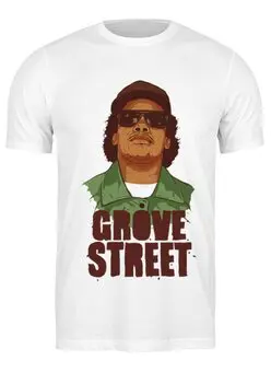 Заказать мужскую футболку в Москве. Футболка классическая GROVE STREET 4 LIFE от 7SWɅG - готовые дизайны и нанесение принтов.