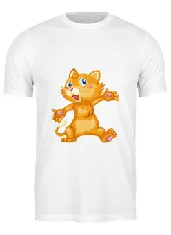 Заказать мужскую футболку в Москве. Футболка классическая Рыжий кот от Yaroslava - готовые дизайны и нанесение принтов.
