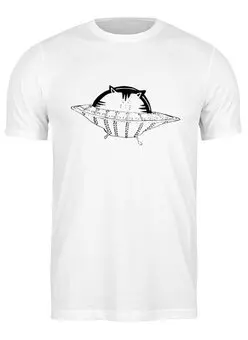 Заказать мужскую футболку в Москве. Футболка классическая UFO CAT от oneredfoxstore@gmail.com - готовые дизайны и нанесение принтов.