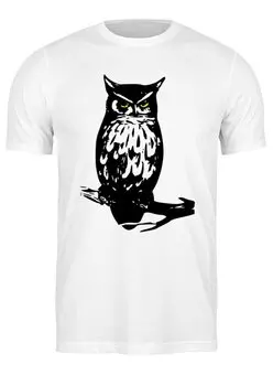 Заказать мужскую футболку в Москве. Футболка классическая Owl Here от oneredfoxstore@gmail.com - готовые дизайны и нанесение принтов.
