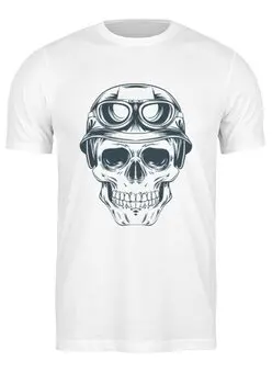 Заказать мужскую футболку в Москве. Футболка классическая Байкерский череп от BeliySlon - готовые дизайны и нанесение принтов.