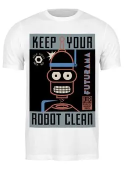 Заказать мужскую футболку в Москве. Футболка классическая Keep your Robot Clean от maters - готовые дизайны и нанесение принтов.