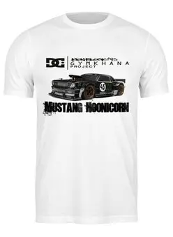 Заказать мужскую футболку в Москве. Футболка классическая Mustang Hoonicorn Ken Block Project от TheAndarz  - готовые дизайны и нанесение принтов.