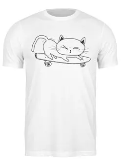 Заказать мужскую футболку в Москве. Футболка классическая Skate Cat от oneredfoxstore@gmail.com - готовые дизайны и нанесение принтов.