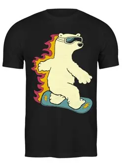 Заказать мужскую футболку в Москве. Футболка классическая Медведь на сноуборде от printik - готовые дизайны и нанесение принтов.