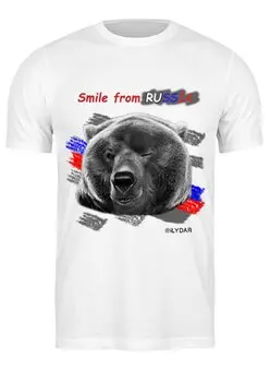 Заказать мужскую футболку в Москве. Футболка классическая Smile frome russia от ilydar - готовые дизайны и нанесение принтов.