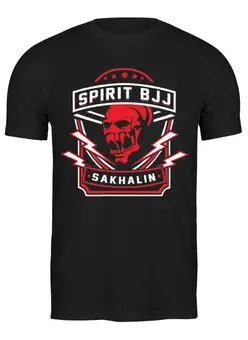 Заказать мужскую футболку в Москве. Футболка классическая Spirit BJJ Sakhalin Skull (Black) от kiralabu - готовые дизайны и нанесение принтов.