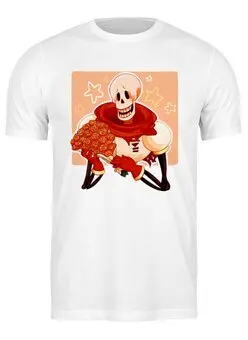 Заказать мужскую футболку в Москве. Футболка классическая Скелет с цветочками  от ПРИНТЫ ПЕЧАТЬ  - готовые дизайны и нанесение принтов.