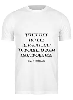 Заказать мужскую футболку в Москве. Футболка классическая Денег нет, но вы держитесь от Easy-store - готовые дизайны и нанесение принтов.