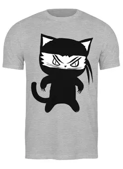 Заказать мужскую футболку в Москве. Футболка классическая Ninja Cat от oneredfoxstore@gmail.com - готовые дизайны и нанесение принтов.