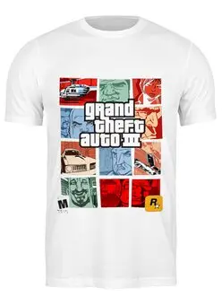 Заказать мужскую футболку в Москве. Футболка классическая GTA 3 от Владимир - готовые дизайны и нанесение принтов.