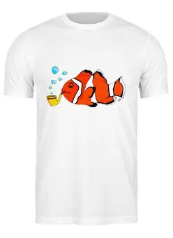 Заказать мужскую футболку в Москве. Футболка классическая Рыба клоун от galkagalka - готовые дизайны и нанесение принтов.