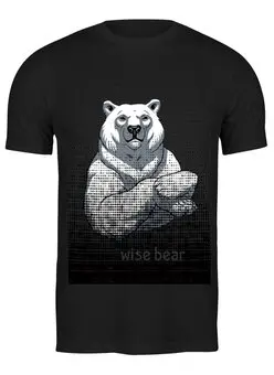 Заказать мужскую футболку в Москве. Футболка классическая wise bear от stepan gilev - готовые дизайны и нанесение принтов.