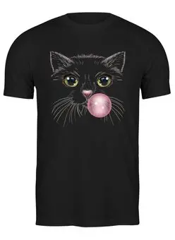 Заказать мужскую футболку в Москве. Футболка классическая Чёрная кошка от printik - готовые дизайны и нанесение принтов.