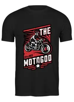 Заказать мужскую футболку в Москве. Футболка классическая The Motogod от direktar94 - готовые дизайны и нанесение принтов.