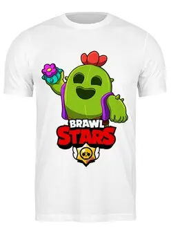Заказать мужскую футболку в Москве. Футболка классическая BRAWL STARS SPIKE от geekbox - готовые дизайны и нанесение принтов.