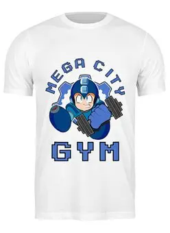 Заказать мужскую футболку в Москве. Футболка классическая Mega Man Gym от madw - готовые дизайны и нанесение принтов.
