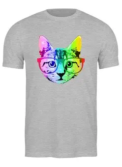 Заказать мужскую футболку в Москве. Футболка классическая Радужный кот от printik - готовые дизайны и нанесение принтов.