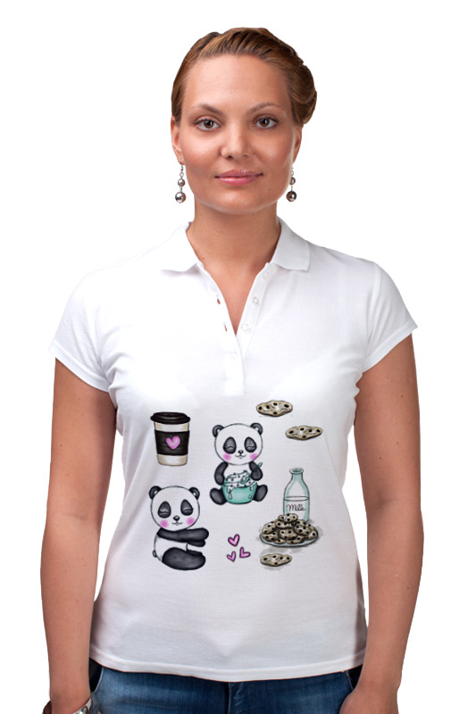 Printio Рубашка Поло Панды с печеньками printio свитшот женский с полной запечаткой панды с печеньками