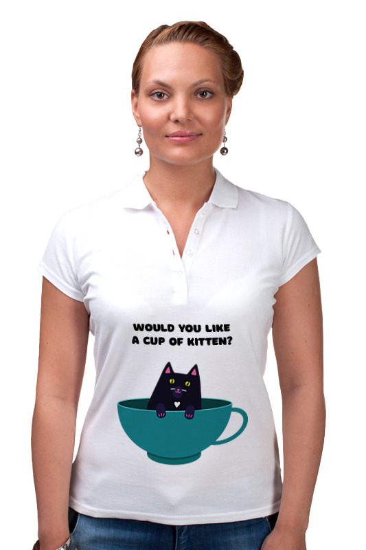 цена Printio Рубашка Поло Чашечка с котом