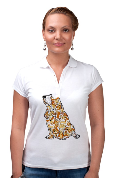 Заказать женскую поло в Москве. Рубашка Поло смешная собака бассет от Игма - готовые дизайны и нанесение принтов.