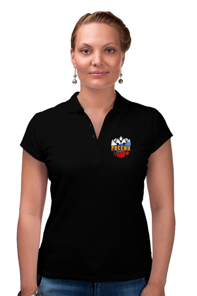 Заказать женскую поло в Москве. Рубашка Поло Россия от gopotol - готовые дизайны и нанесение принтов.