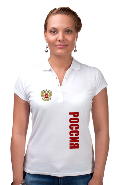 Заказать женскую поло в Москве. Рубашка Поло Россия от THE_NISE  - готовые дизайны и нанесение принтов.