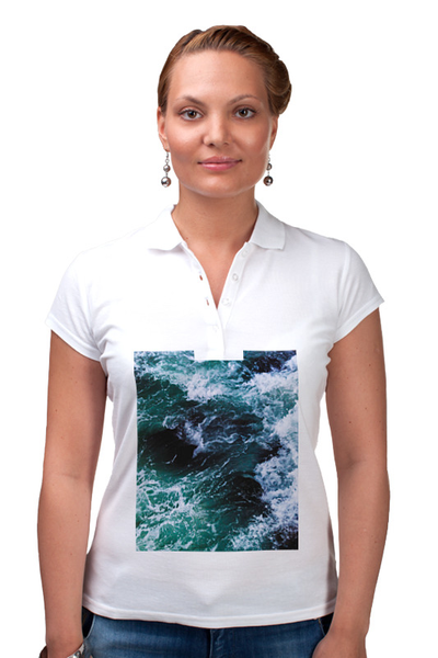 Заказать женскую поло в Москве. Рубашка Поло Бескрайнее море от FireFoxa - готовые дизайны и нанесение принтов.
