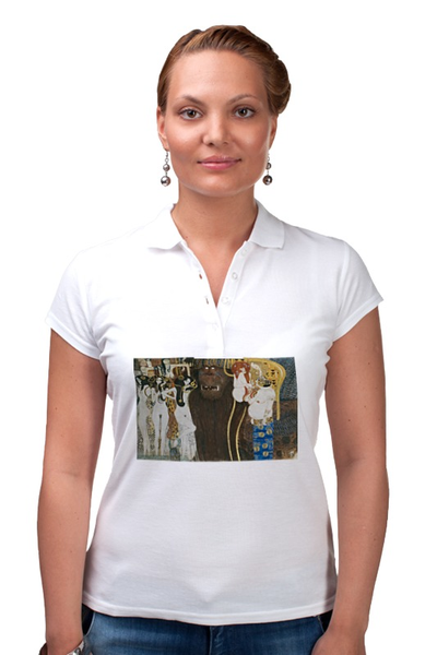 Заказать женскую поло в Москве. Рубашка Поло Враждебные силы (Густав Климт) от trend - готовые дизайны и нанесение принтов.