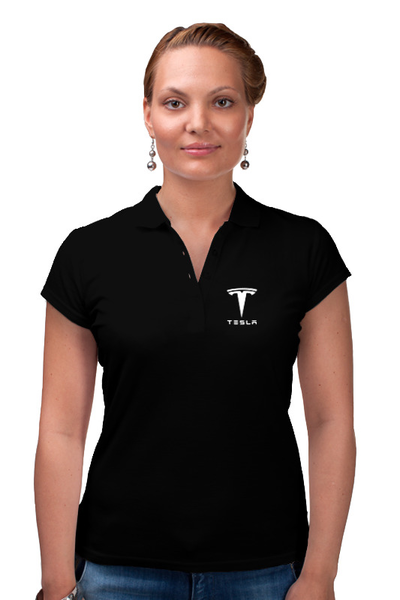 Заказать женскую поло в Москве. Рубашка Поло TESLA от DESIGNER   - готовые дизайны и нанесение принтов.