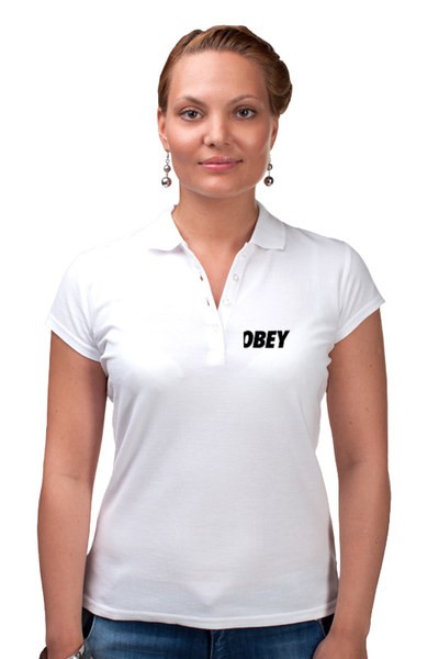 Заказать женскую поло в Москве. Рубашка Поло OBEY  от DESIGNER   - готовые дизайны и нанесение принтов.