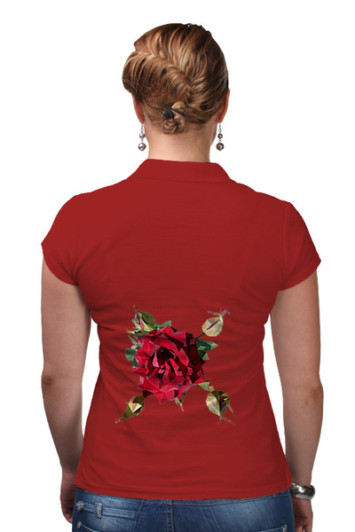 Заказать женскую поло в Москве. Рубашка Поло Rose Low Poly vector от natulia_hatulia@yahoo.com - готовые дизайны и нанесение принтов.