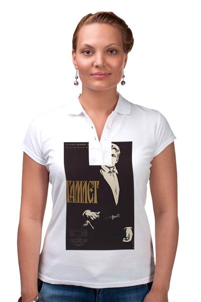 Заказать женскую поло в Москве. Рубашка Поло Афиша к фильму "Гамлет", 1964 г. от posterman - готовые дизайны и нанесение принтов.